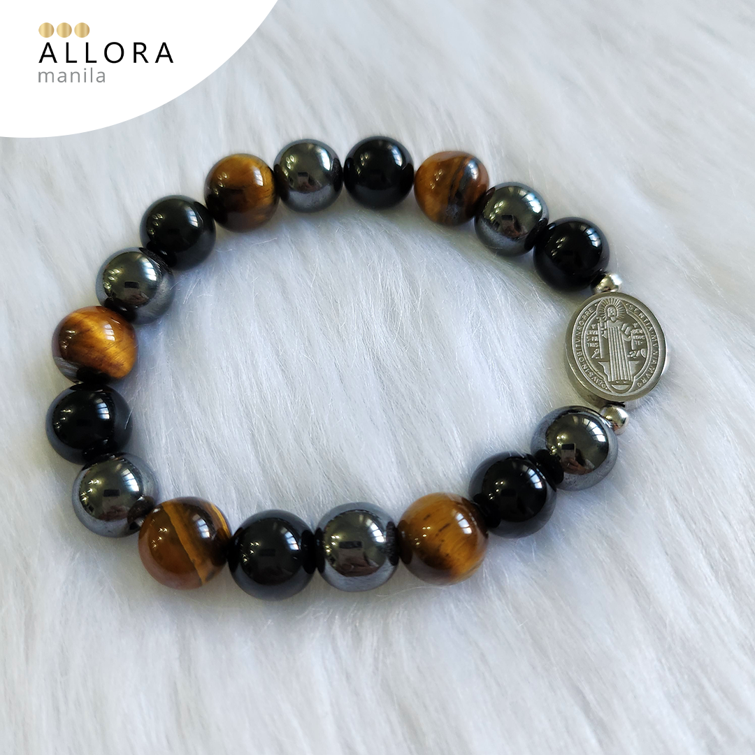 Obsidian, Tiger's Eye, Hematite / Stretch Bracelet