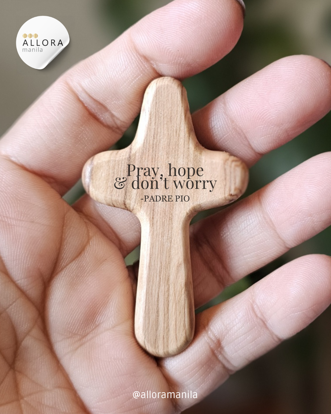 Small Olive Holding Cross