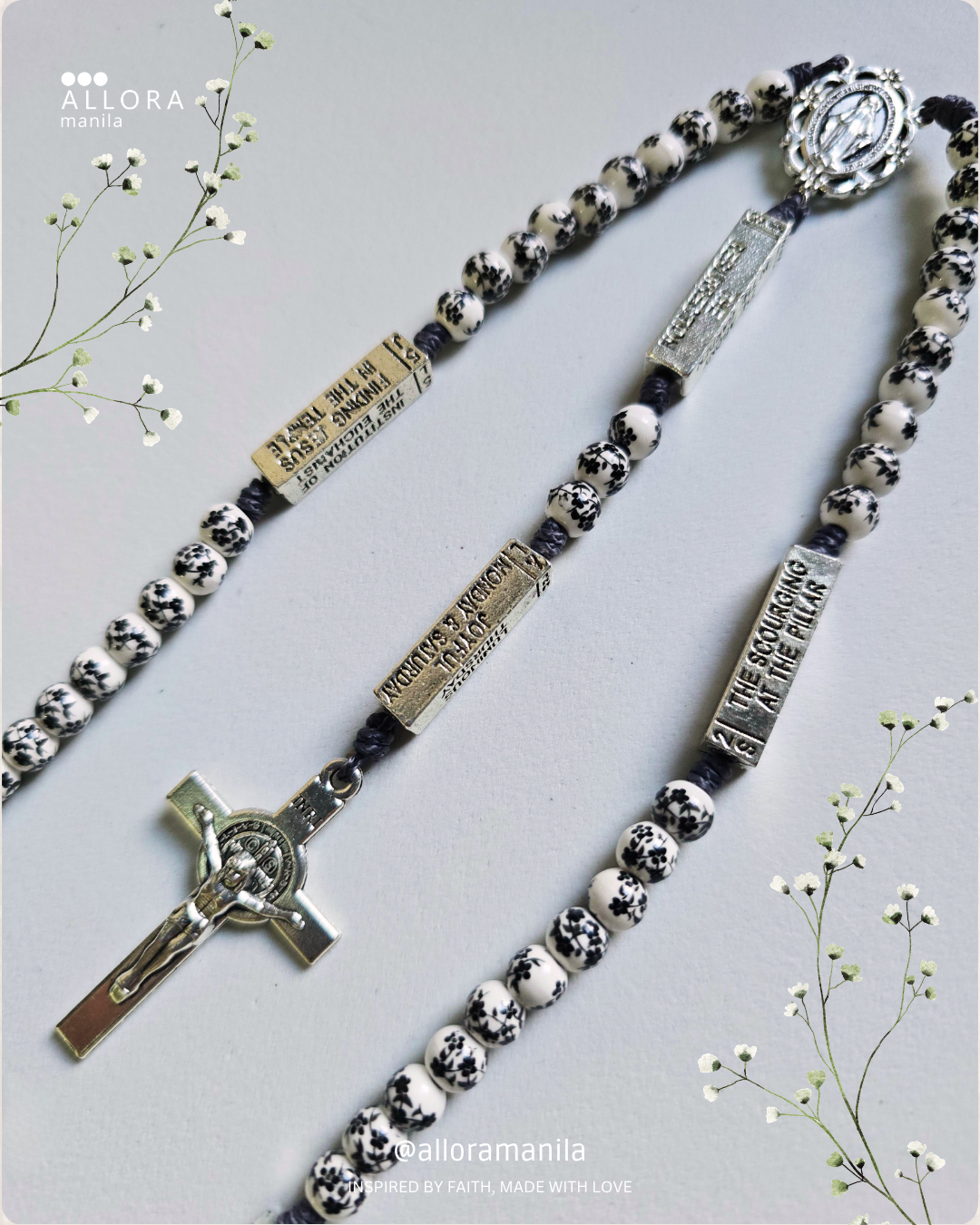 Porcelain Ceramic Mystery Rosary