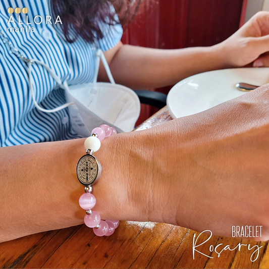 St Benedict Cat Eye Pink / Stretch Bracelet