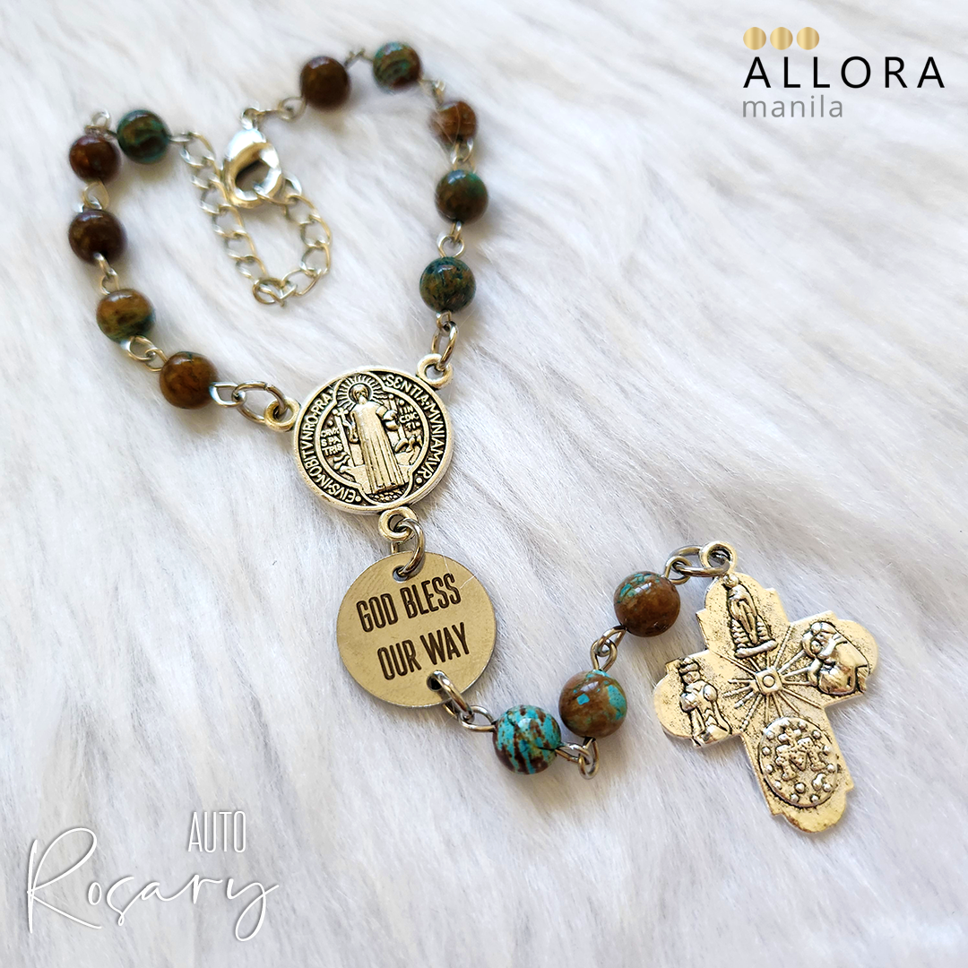 Auto Rosary / Stones / 4 way Cross