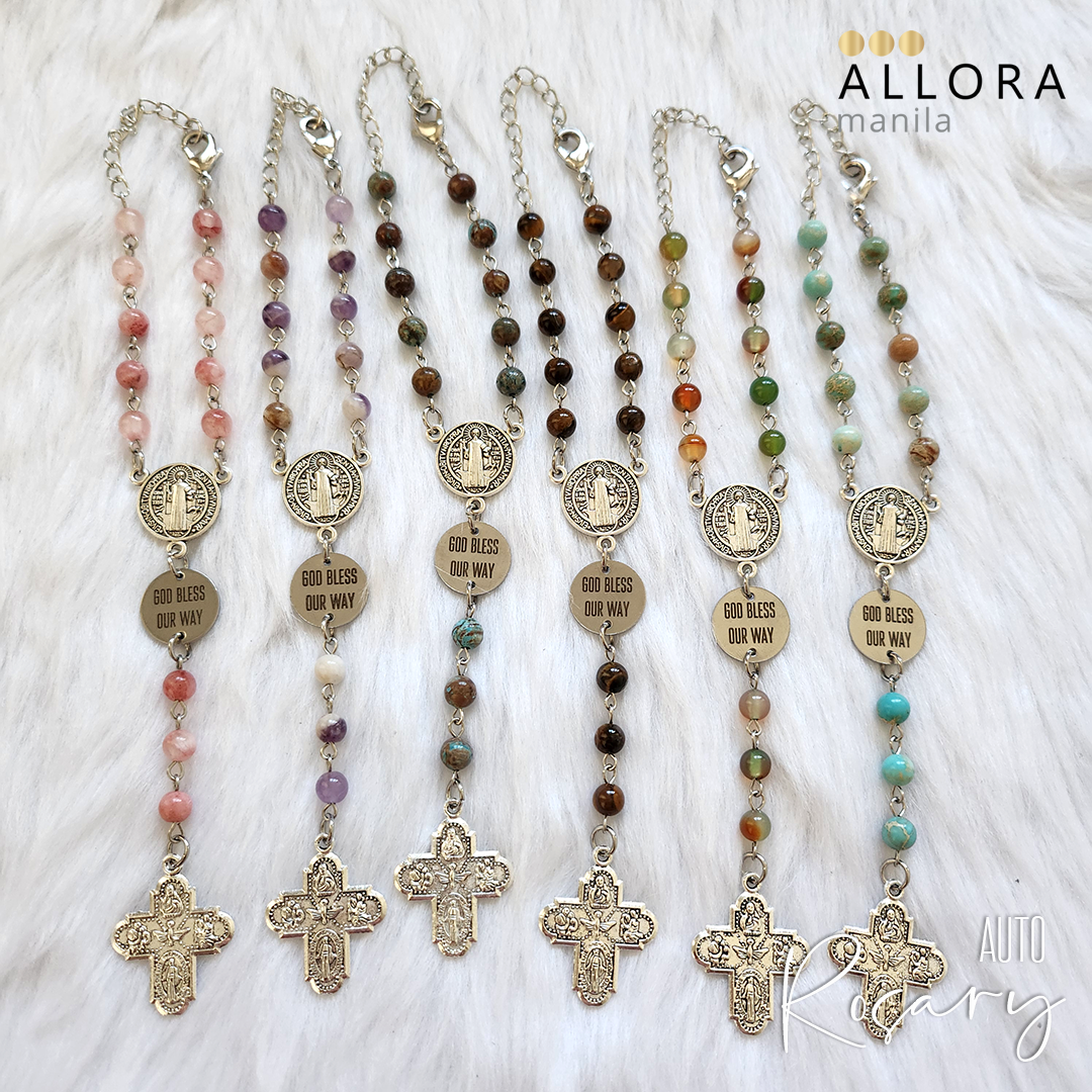 Auto Rosary / Stones / 4 way Cross