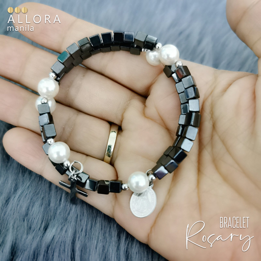 Hematite with Pearls / Bracelet