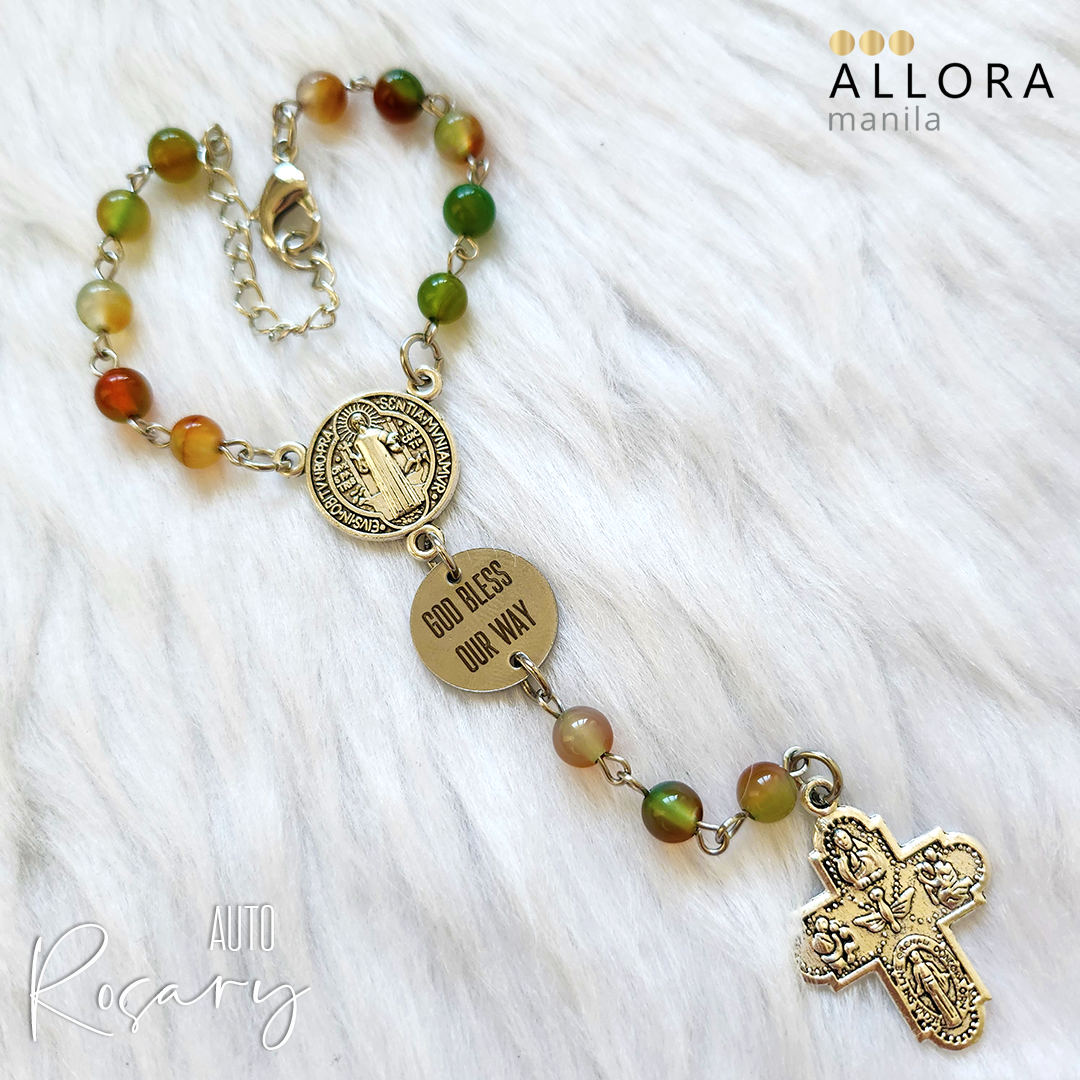 Auto Rosary / Stones / 4 way Cross